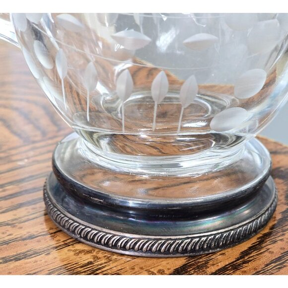 Vintage Etched Glass Sterling Silver Sugar Creamer Set - Picture 4 of 12